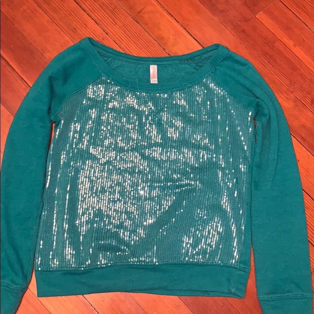 TURQUOISE SEQUIN TOP